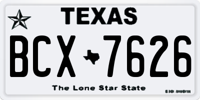TX license plate BCX7626