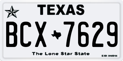 TX license plate BCX7629