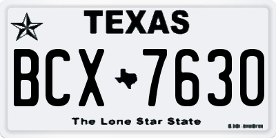TX license plate BCX7630