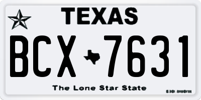 TX license plate BCX7631