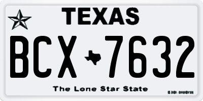 TX license plate BCX7632