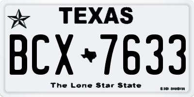 TX license plate BCX7633