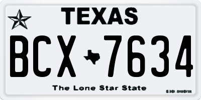 TX license plate BCX7634