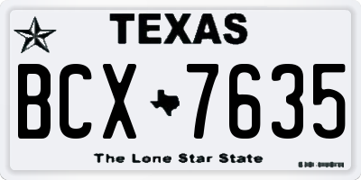 TX license plate BCX7635