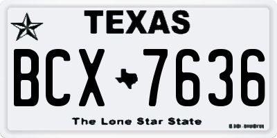 TX license plate BCX7636