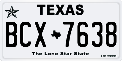 TX license plate BCX7638