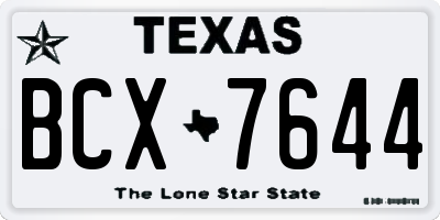 TX license plate BCX7644