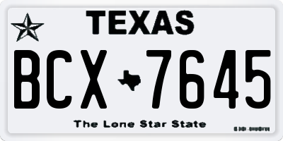 TX license plate BCX7645
