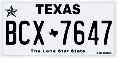 TX license plate BCX7647
