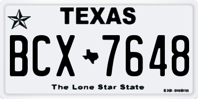 TX license plate BCX7648