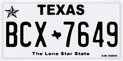 TX license plate BCX7649