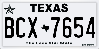 TX license plate BCX7654