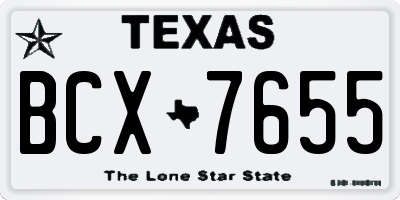TX license plate BCX7655