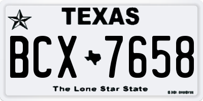 TX license plate BCX7658