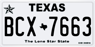 TX license plate BCX7663