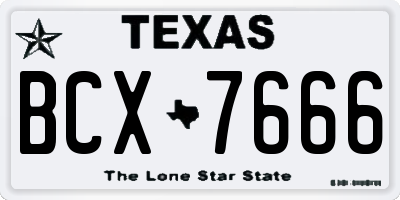 TX license plate BCX7666