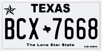 TX license plate BCX7668