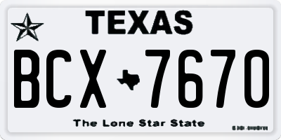 TX license plate BCX7670