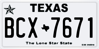 TX license plate BCX7671