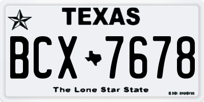 TX license plate BCX7678