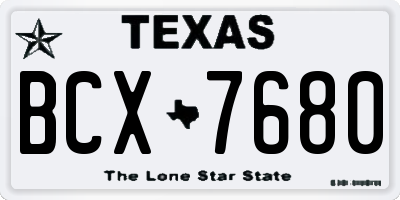 TX license plate BCX7680