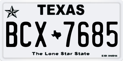 TX license plate BCX7685