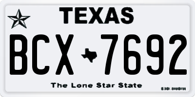 TX license plate BCX7692