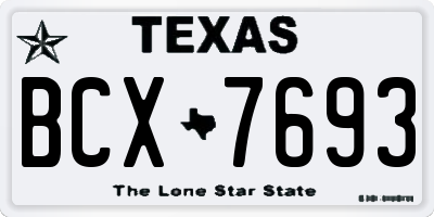 TX license plate BCX7693