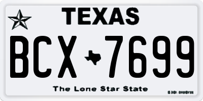 TX license plate BCX7699