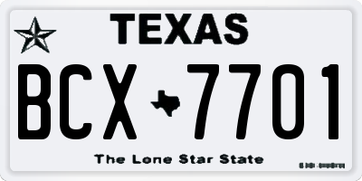 TX license plate BCX7701