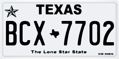 TX license plate BCX7702