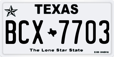 TX license plate BCX7703