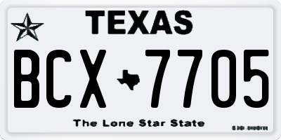 TX license plate BCX7705