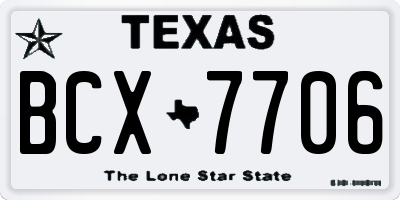 TX license plate BCX7706