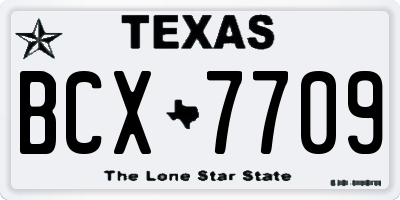 TX license plate BCX7709