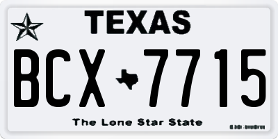 TX license plate BCX7715