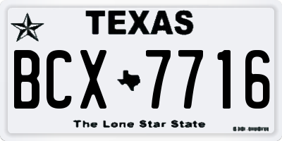 TX license plate BCX7716