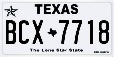 TX license plate BCX7718