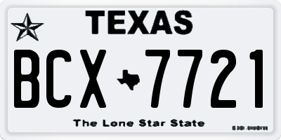 TX license plate BCX7721
