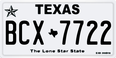 TX license plate BCX7722
