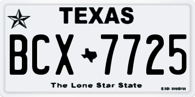 TX license plate BCX7725