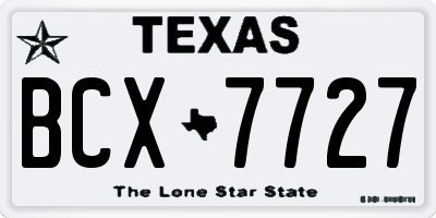 TX license plate BCX7727
