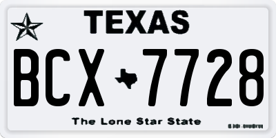 TX license plate BCX7728