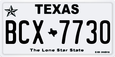 TX license plate BCX7730