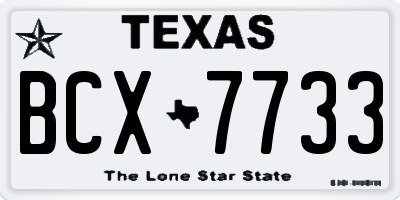 TX license plate BCX7733