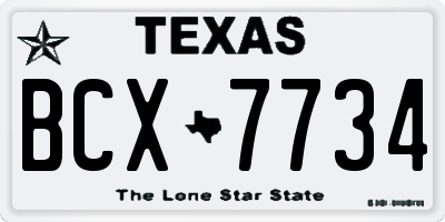 TX license plate BCX7734