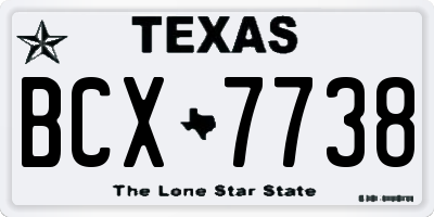 TX license plate BCX7738