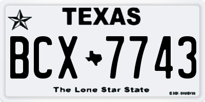 TX license plate BCX7743