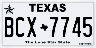 TX license plate BCX7745