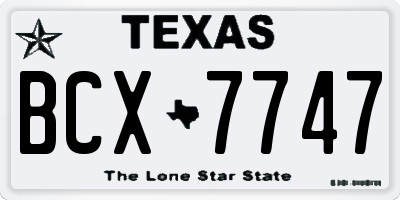 TX license plate BCX7747